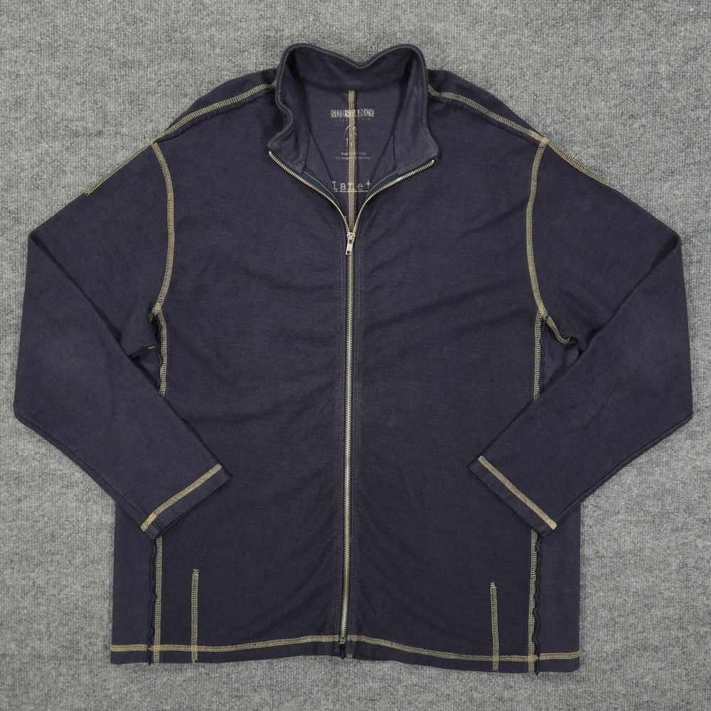 Substance Sweatshirt Mens XL Blue Full Zip Hemp Jersey Save Planet Grow Hemp